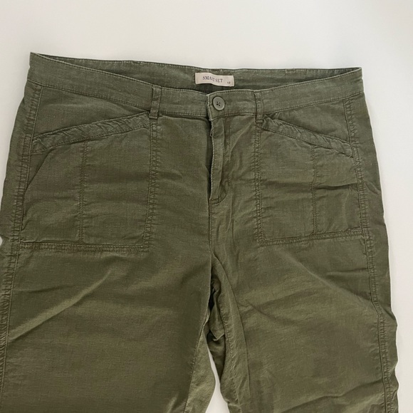 SMART SET Linen Blend Olive Green Capri Pants ~ Size 12 - Picture 4 of 16